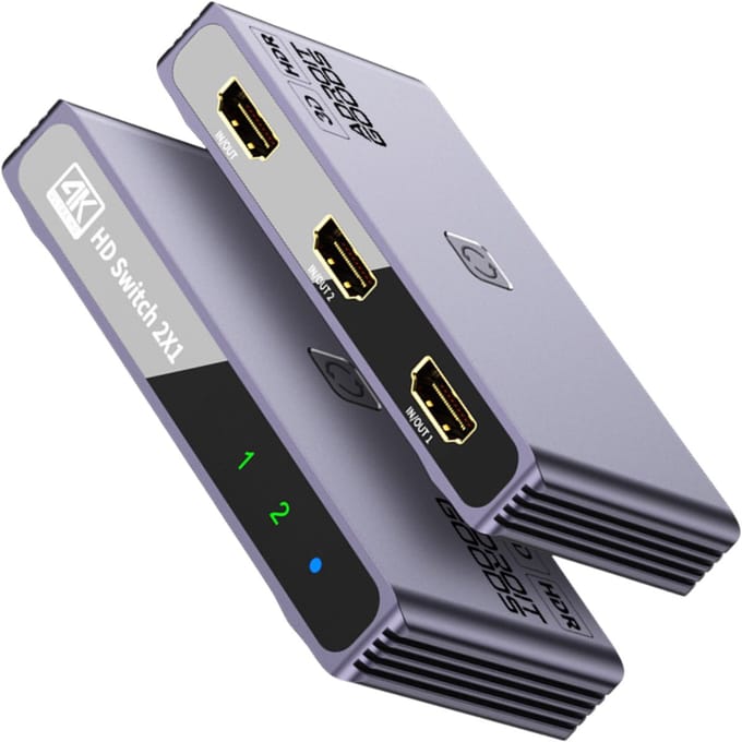 HDMI 4K Bidirectionele Switch – 1x2/2x1 Signaalschakelaar - premium beeldschakelaar met HDR, 3D-support, bidirectionele functie & audio-videosynchronisatie