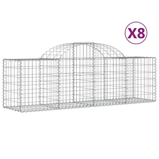 vidaXL - Schanskorven - 8 - st - gewelfd - 200x50x60/80 - cm - gegalvaniseerd - ijzer