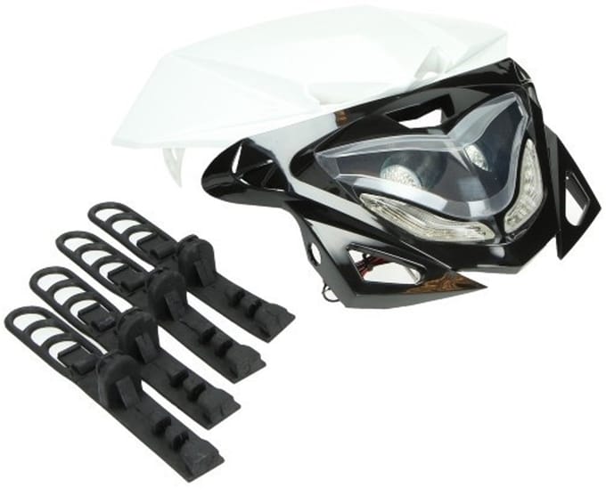 Koplamp dubbel + koplampspoiler + ledverlichting wit zwart DMP