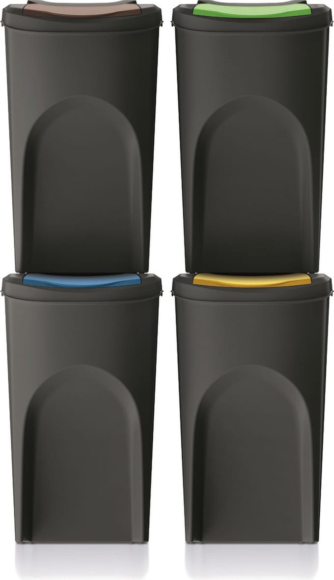 Prosperplast Kaden - Prullenbak set van 4x35L - Zwart