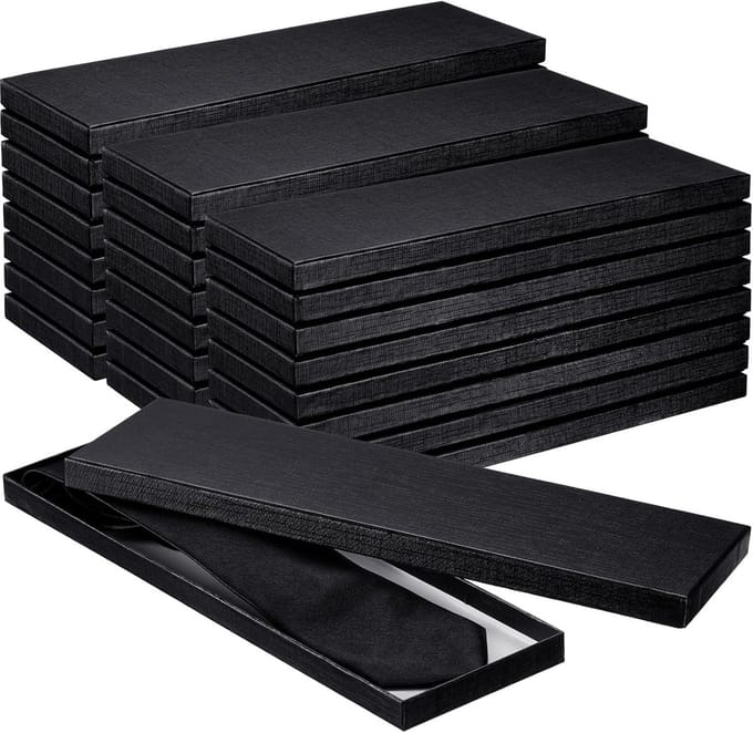 24-delig geschenkdozen set voor stropdassen - stevig karton met deksel, 35 x 10 x 0,75 cm
