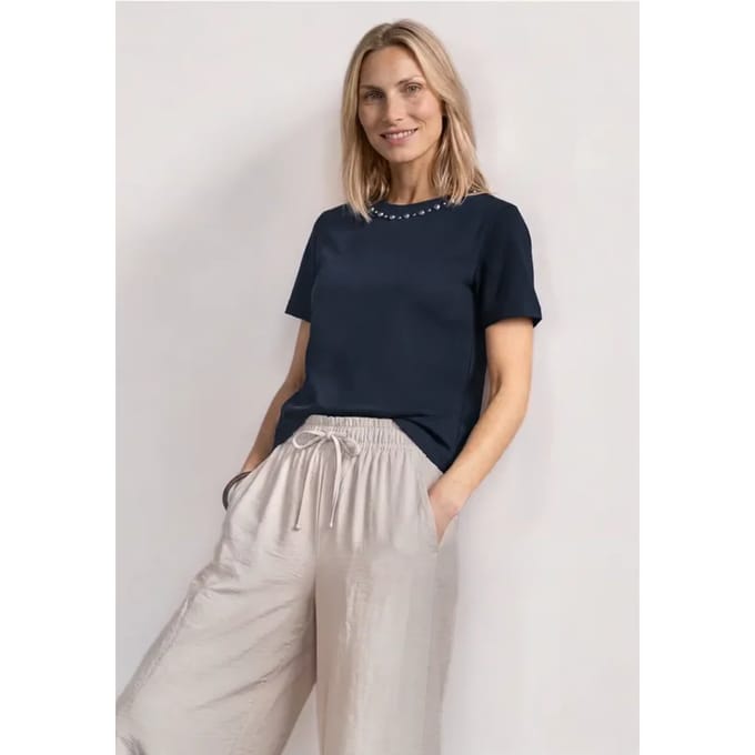Shirt met ronde hals en decoratieve details
