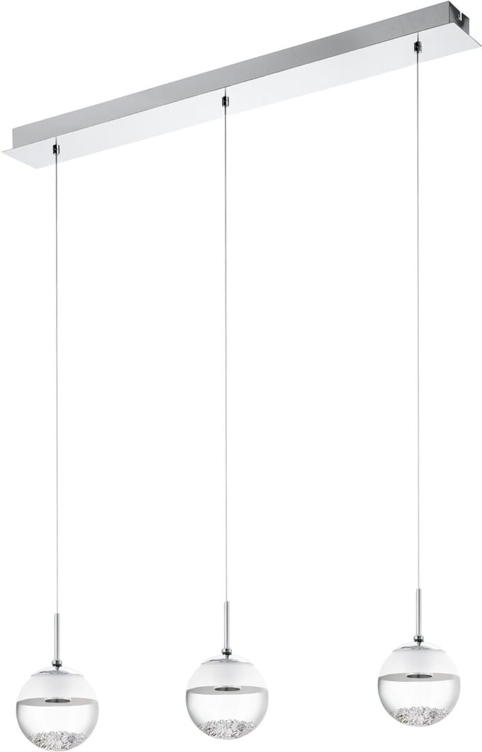 EGLO Montefio 1 - Hanglamp - 3 Lichts - LED - Chroom - Glas, Kristal - Wit, Helder