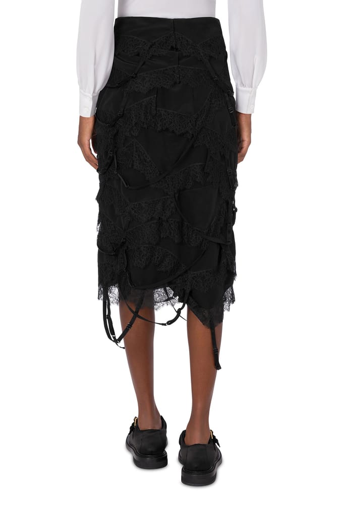Moschino Layer Up Crêpe De Chine Midi Skirt Black Größe: 40 | Midiröcke Outlet | Damen | Schwarz
