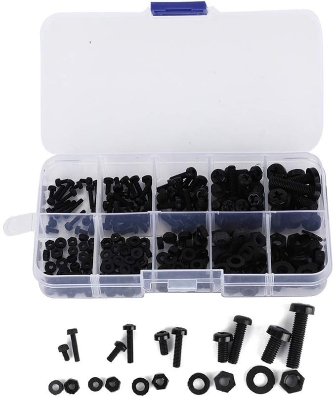 Nylon Moeren en Ringen Set van 270 Stuks, M2/M2.5/M3/M4/M5, Voor Bevestigingsprojecten en Klussen