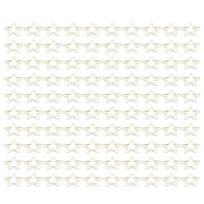 100 Pièces Trombones Dorés Métal Durable Inoxydable Doré Inaltérable Largement Utilisés Trombones Mignons pour Maison Bureau Étoile white