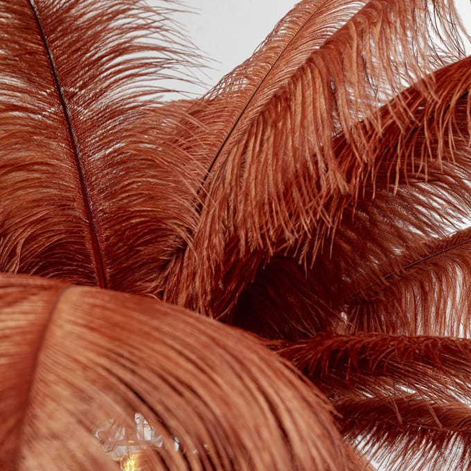 KARE Feather Palm vloerlamp met veren, roestrood