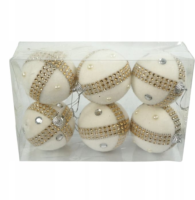 Rustieke kerstballen set van 6 - 7 cm - Niet breekbaar
