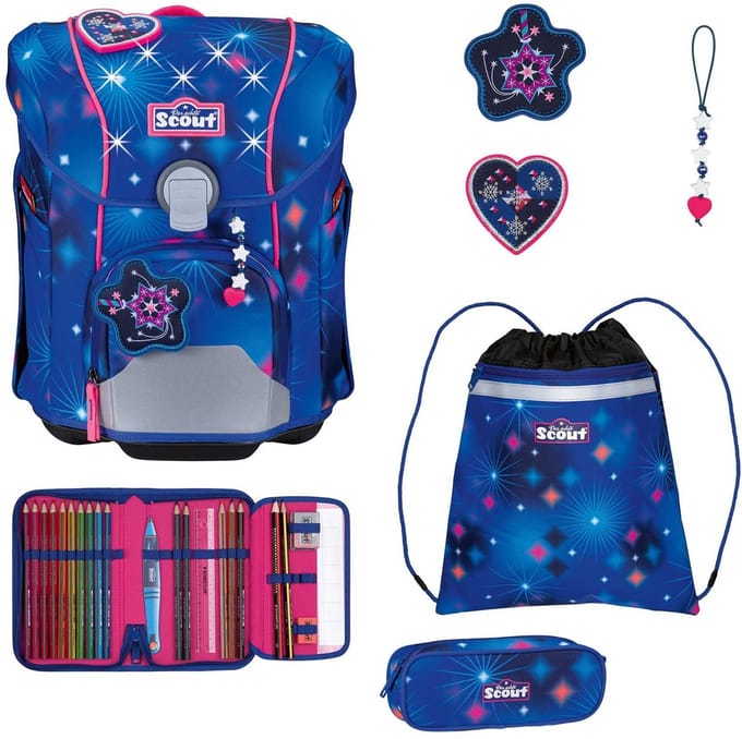 Scout schooltas Micro Set LED 4-delig Sparkling Dream blauw