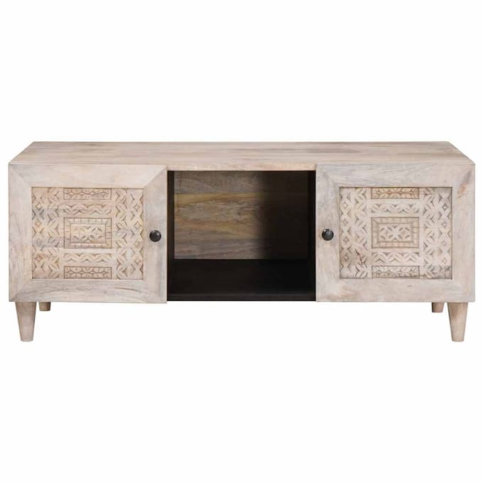 vidaXL - Salontafel - Bleached - White - 100 - x - 54 - x - 40 - cm - Massief - Mango - Hout