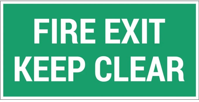 Fire exit keep clear bord | gecoat dibond materiaal | 40 x 20 cm