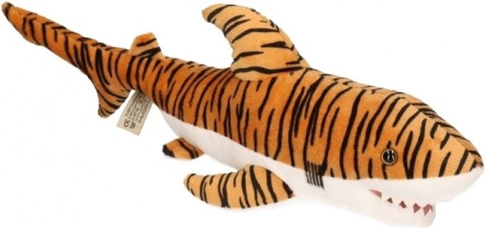 Semo Knuffeldier - tijgerhaai - haaien knuffels - pluche - 43 cm - bruin
