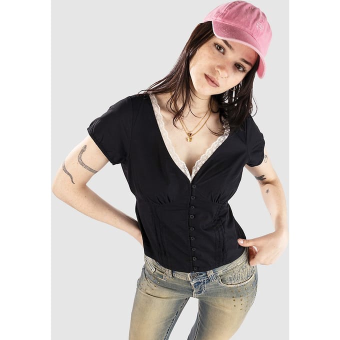 Freeworld Isabella Button Down T-Shirt zwart