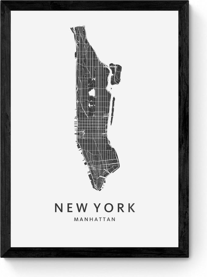 New York  - Ingelijste Stadskaart Poster