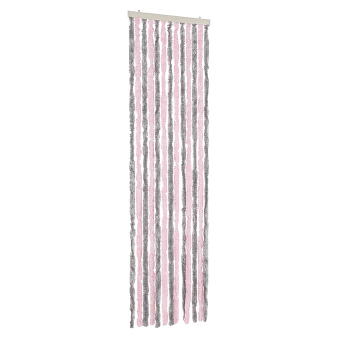 vidaXL - Vliegengordijn - 56x185 - cm - chenille - zilvergrijs - en - roze