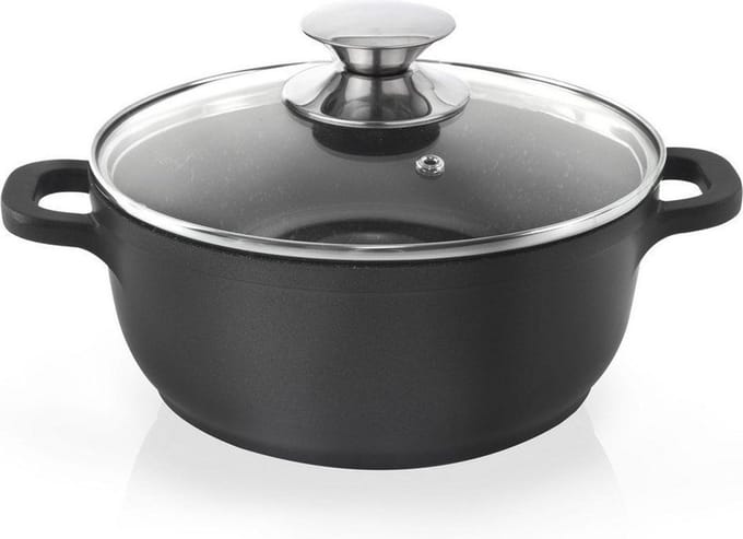Kookpan Graniet met Glazen Deksel GRANDE 20 cm, 2,3 l - Kookpot - Soeppan