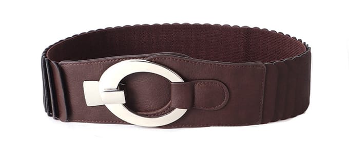 Giuliano Elastische Riem - Koffie - made in Italy - Dames - Elastische Tailleriem