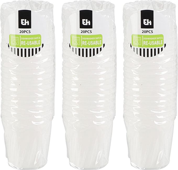 Excellent Houseware shotglas - 60x - wit - kunststof - 30 ml - herbruikbaar