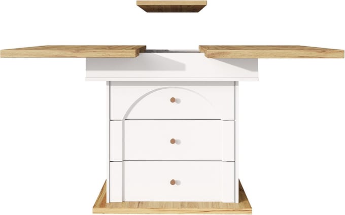 Wit Mdf Uitschuifbare Eettafel Met Opslag 110-140x80cm Voor 4-6 Personen Thuis