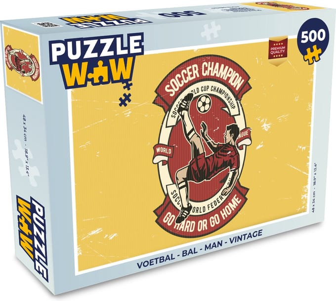 Puzzel Voetbal - Bal - Man - Vintage - Legpuzzel - Puzzel 500 stukjes