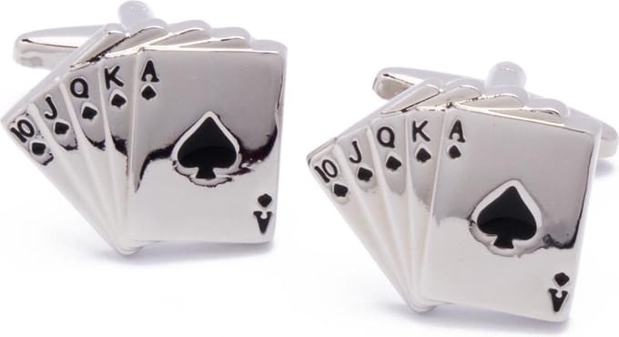 Manchetknopen - Kaarten Speelkaarten Royal Flush Schoppen