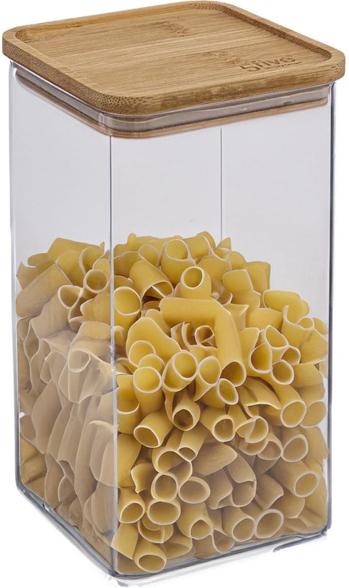 5Five - Keuken opslag voorraadpot - Berlino - kunststof/bamboe - 1500 ml - voedsel - 10 x 20 cm
