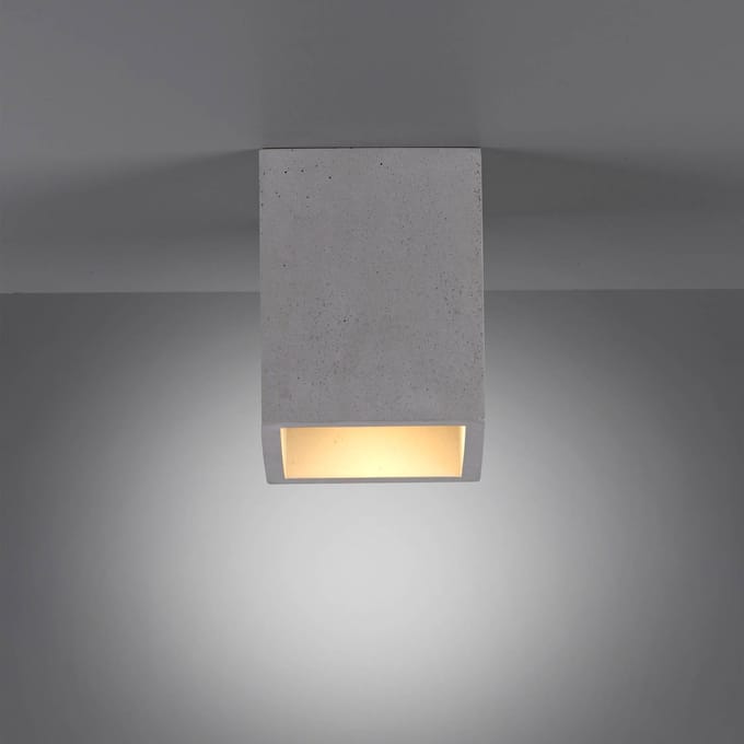 Paul Neuhaus plafondlamp Eton, grijs, beton, 11cm x 11cm, G9