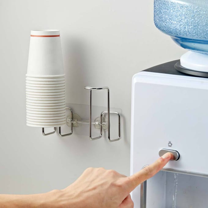 Aan de muur gemonteerd opbergrek voor papieren bekers voor waterdispenser, wegwerphouder voor waterbekers, ponsvrije keukenorganizer white