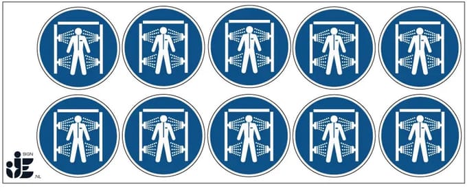 Decontaminatiedouche verplicht gebodssticker - M072 | 5 cm - 10 stuks per vel