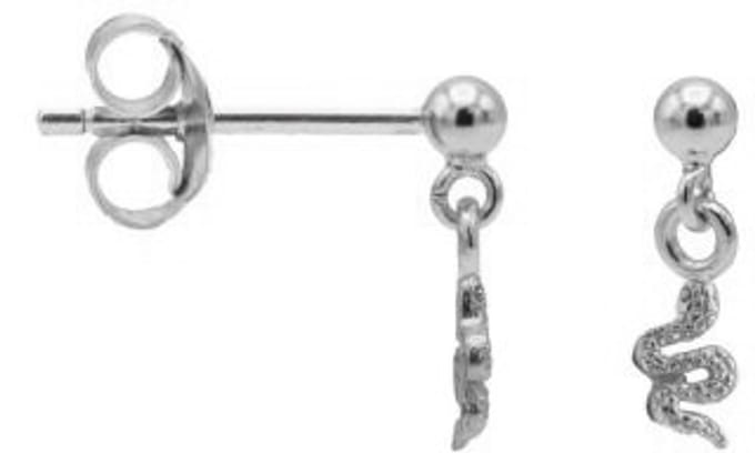 Karma Oorbellen Hanging Snake | Zilver
