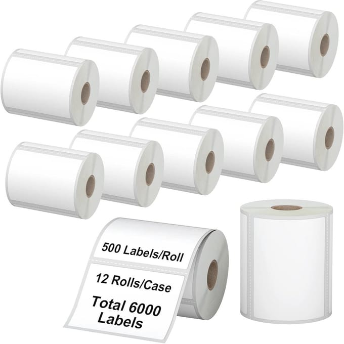 Directe Thermische Verzendlabels - 12 Rollen van 6000 Stuks 4"x3"