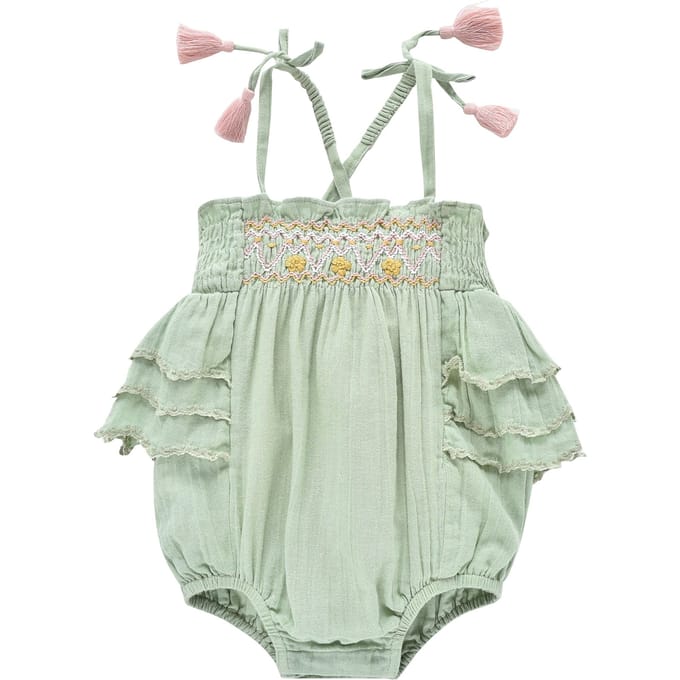 Louise Misha Rompers Emmaline Olive Größe: 6M | Strampler Outlet | Unisex | Grün