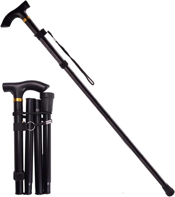 Opvouwbare wandelstok - Verstelbaar hulpmiddel - Ondersteuning bij lopen - Antislip basis - 85-95 cm - Zwart
