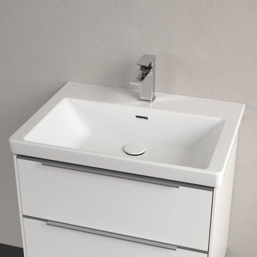 Villeroy & Boch Subway 3.0 - Wastafel 65x47 cm, met overloop, met kraangat, CeramicPlus, Stone White 4A7065RW