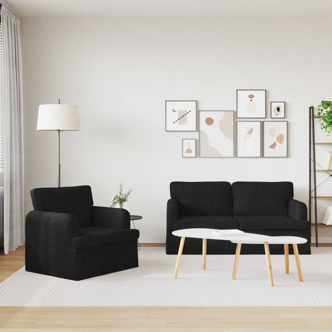 vidaXL Bankstel 2 pcs Zwart 162 x 80 x 85 cm Stof