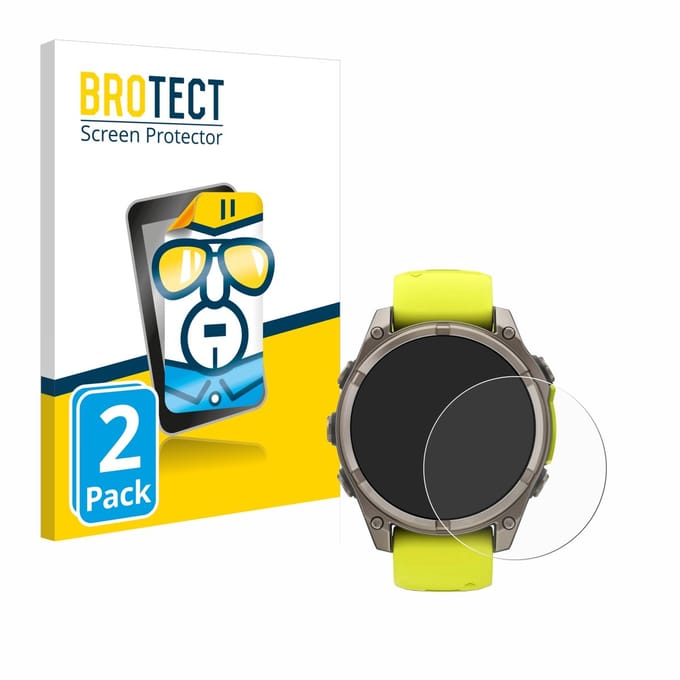 BROTECT - Screenprotector voor Garmin Fenix 8 Solar (47 mm) - Folie Beschermfolie transparant 2 Stuks