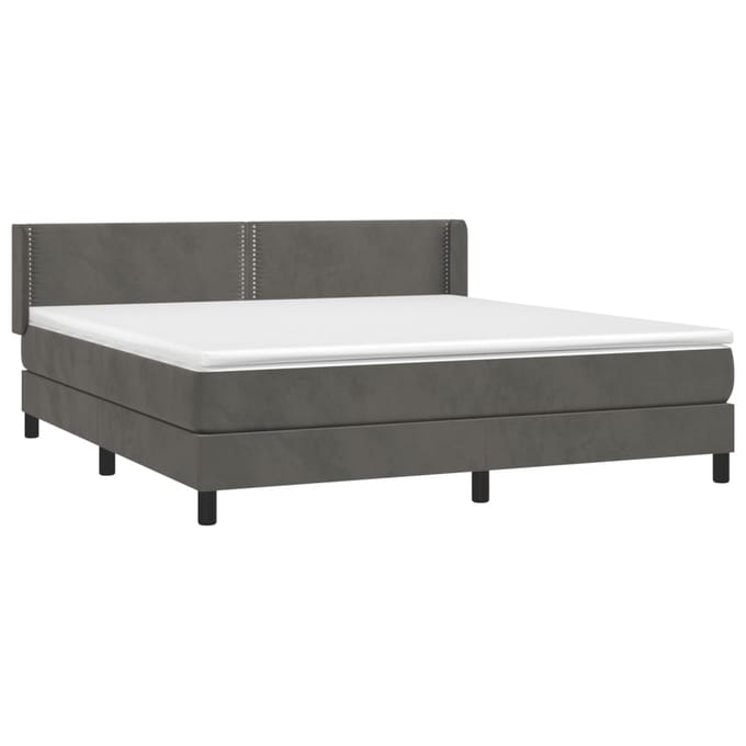 vidaXL - Boxspring - met - matras - fluweel - donkergrijs - 160x200 - cm