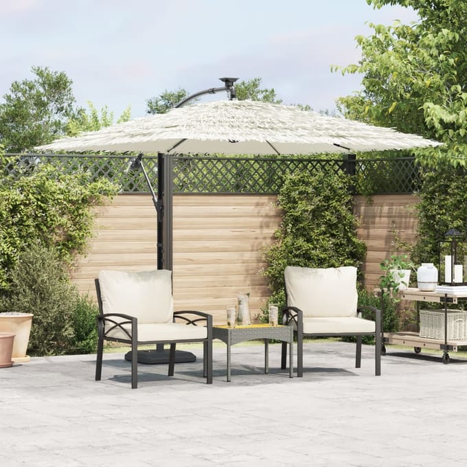 vidaXL - Parasol - met - stalen - paal - 246x246x230 - cm - wit