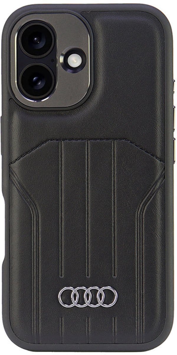 Audi - Backcover iPhone 16 - synthetic leather - Magsafe - Zwart