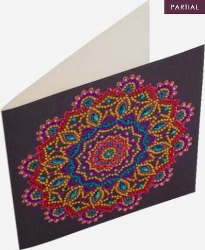 Diamondpainting Crystal Art Kaart Paarse Mandala 18x18cm