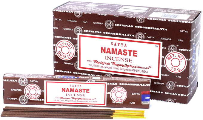 Satya wierook - namaste - wierookstokjes - grote doos van 12 x 15 gram
