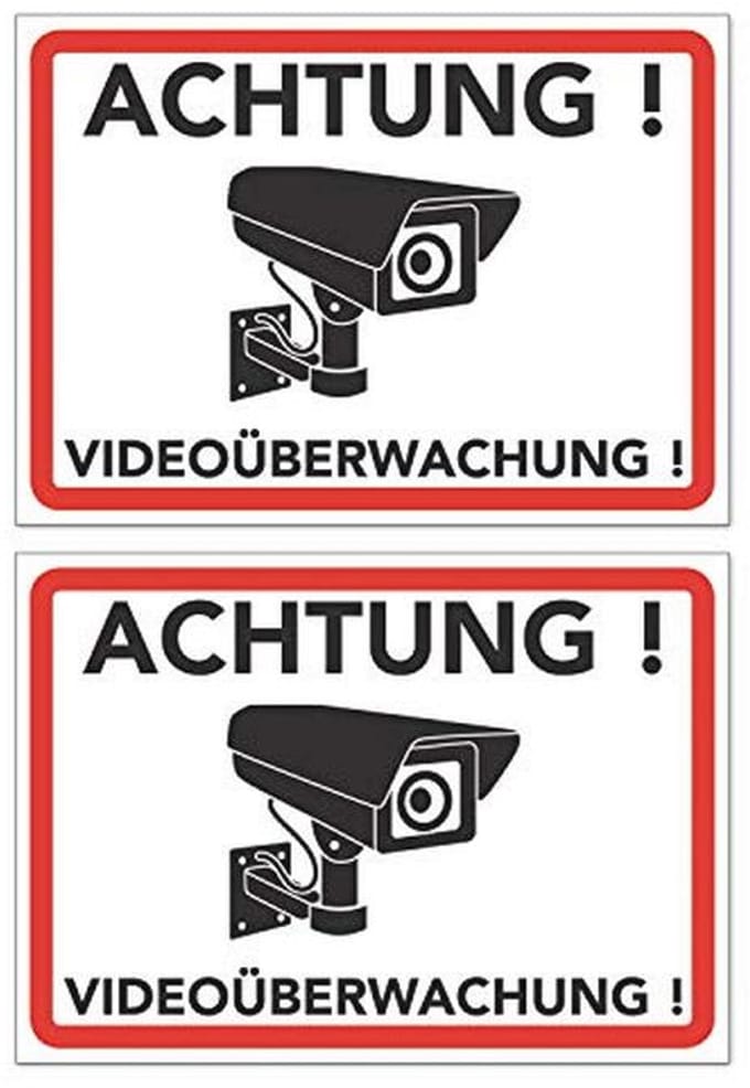 Waarschuwingsbord voor Videobewaking - Camerabewaking Schild (20 x 15 cm) - 2 Stuks
