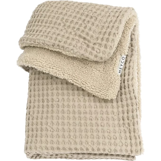 Meyco Baby Wafel Teddy wiegdeken - sand - 75x100cm - 2.0 TOG