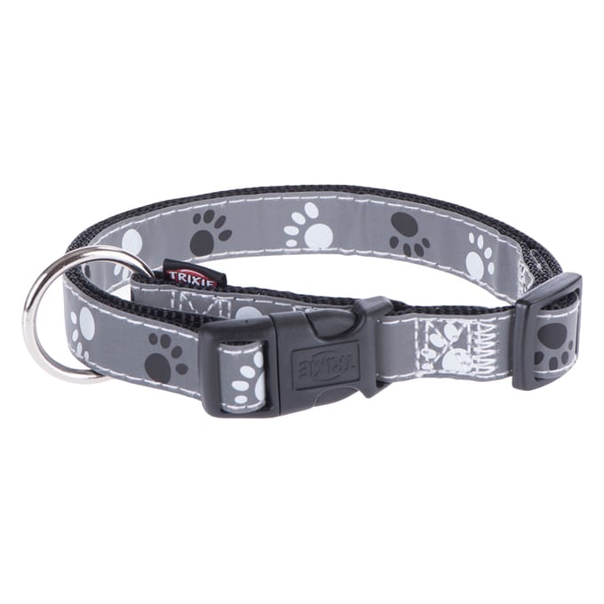 Trixie Zilver Reflect Halsband M-L: 35-55 cm/20 mm black/silver Grijs