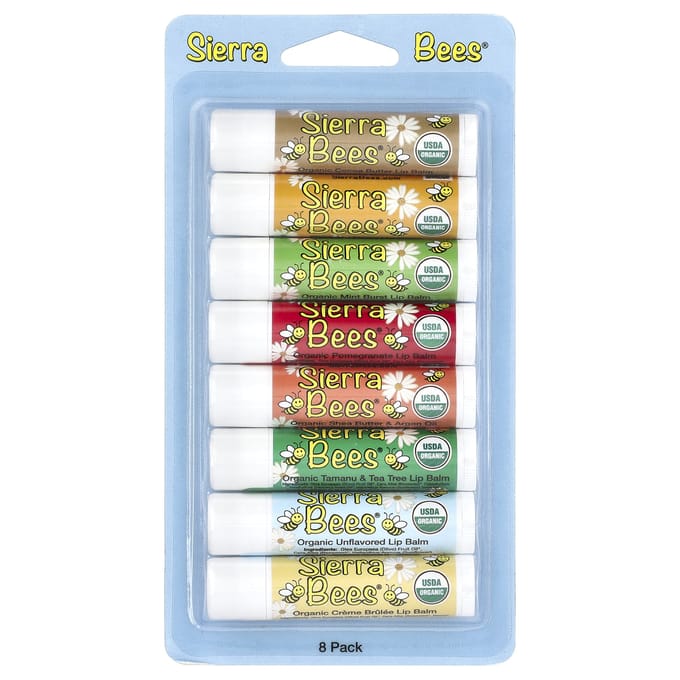Sierra Bees, organic lip balm combo pack, 8 packs, 4.25 g (15 oz) each beige