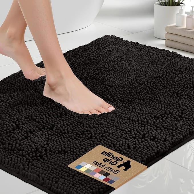 Gorilla Grip Bath Rug, 60 x 24, Thick Soft Absorbent Chenille Rubber Backing Bathroom Rugs, Microfiber Dries Quickly, Shaggy Machine Washable Mats, Plush Durable Rug, Bathtub and