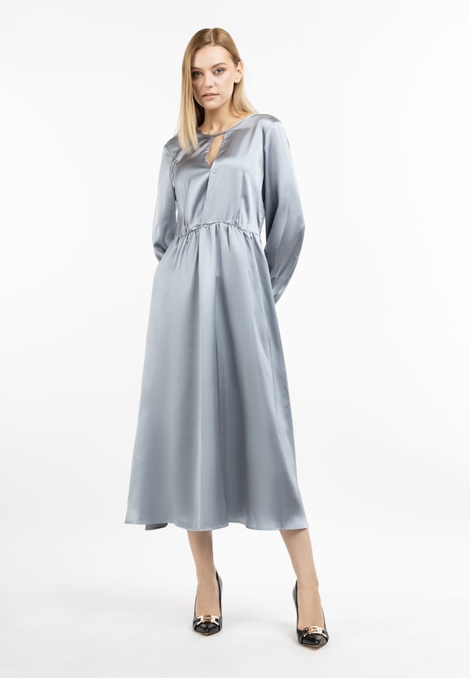 Dreimaster midi-jurk Dames Grijs-blauw