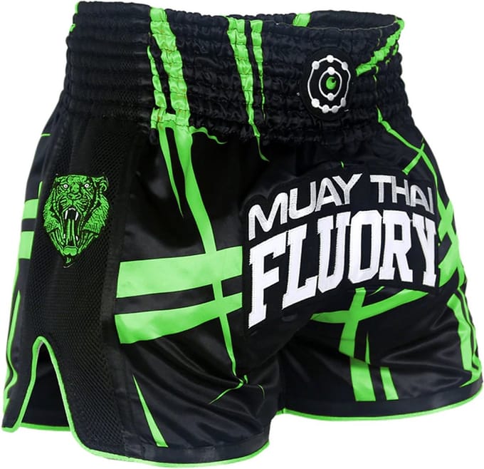 Fluory Kickboks Broekje Stripes Zwart Groen - M