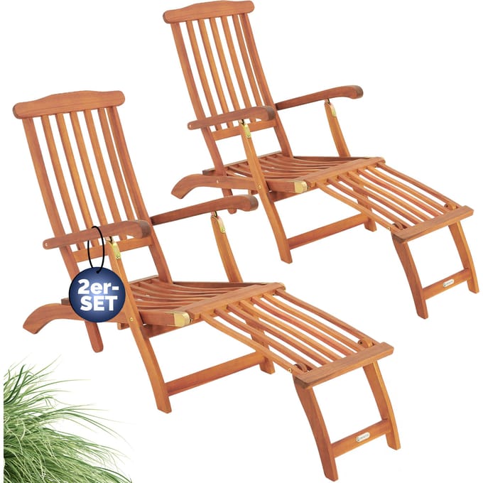 Ligbed Queen Mary® 2 stuks Acaciahout FSC®-gecertificeerd 169x54x95cm