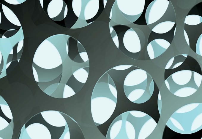 Fotobehang Abstract Modern Blue Grey Cirlces | XL - 208cm x 146cm | 130g/m2 Vlies